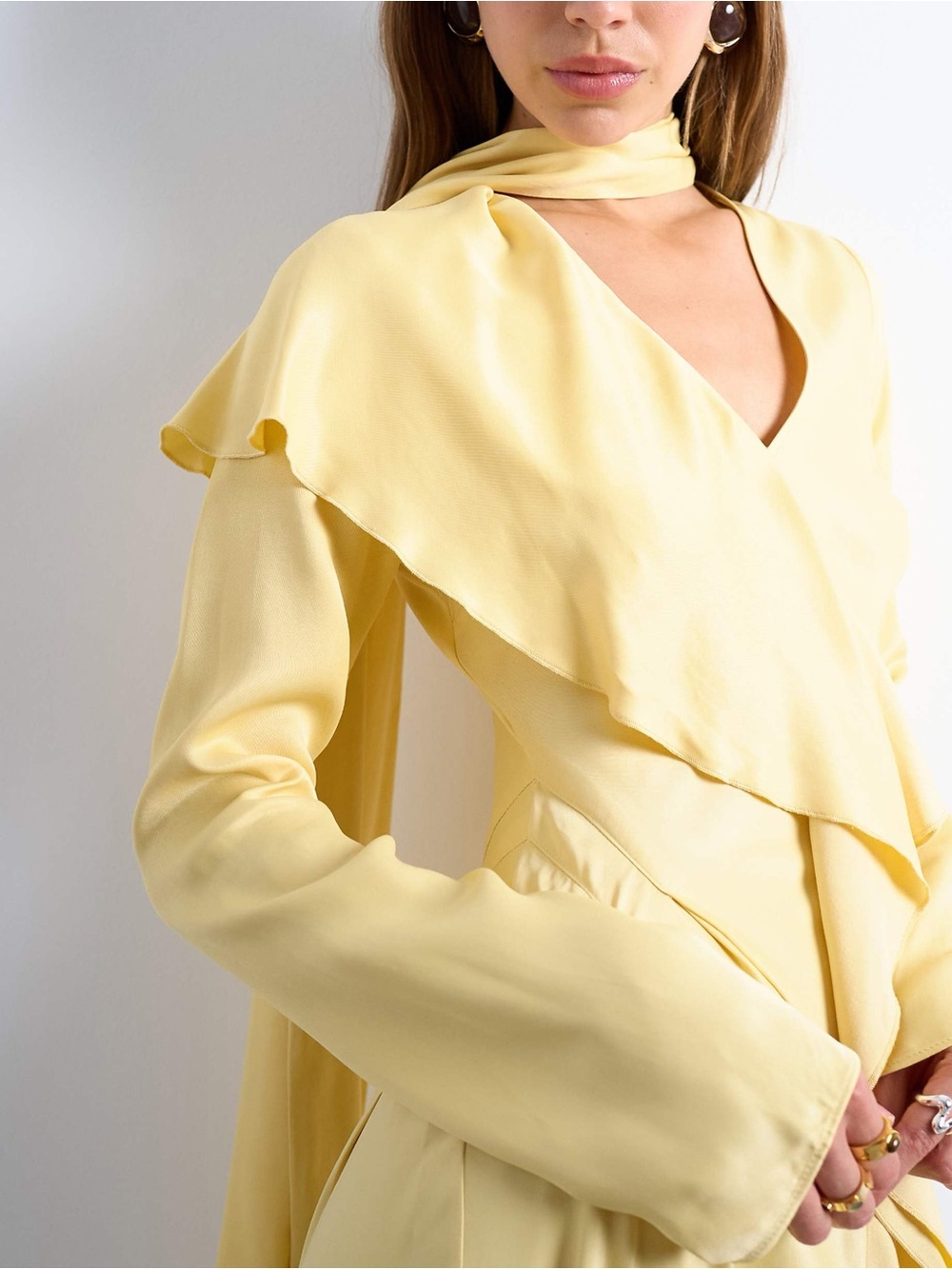 Topshop Pale Yellow Ruffle-Trim Maxi Dress - Picture 11 of 12